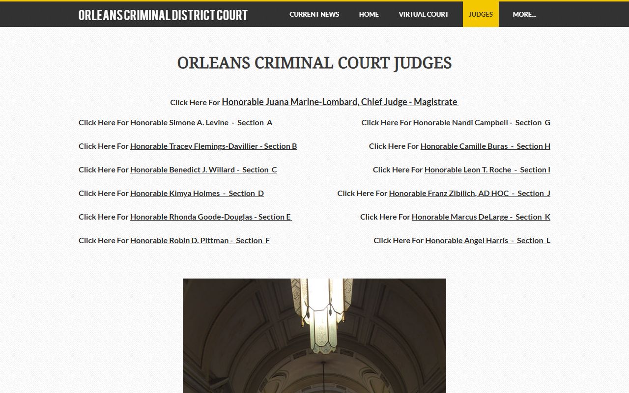 Orleans Parish Criminal District Court judges arrest records divisions