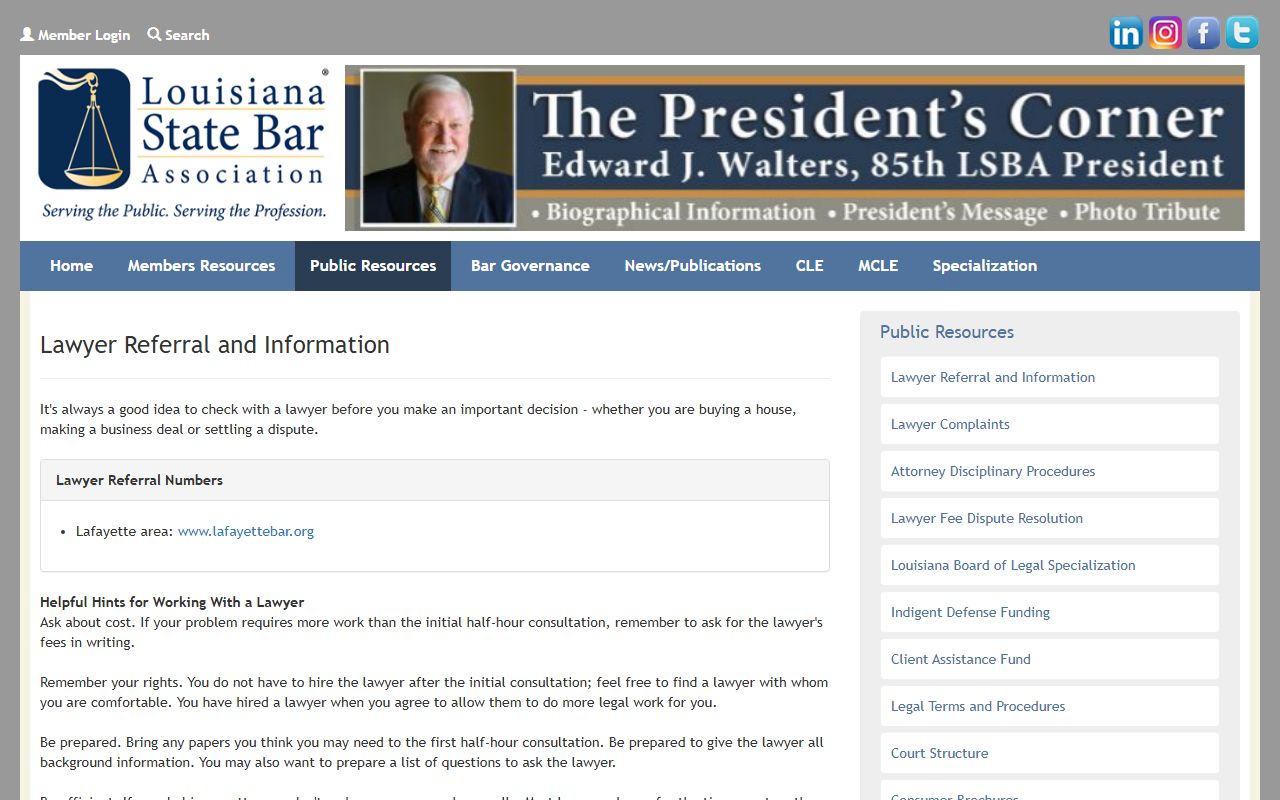 Orleans Parish court records Louisiana State Bar lawyer referral