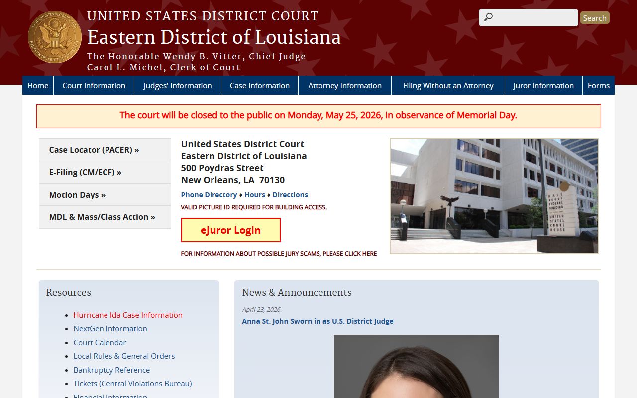 Orleans Parish Criminal District Court federal Eastern District of Louisiana