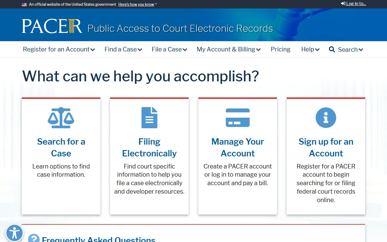 Orleans Parish Criminal District Court federal PACER fee and account service