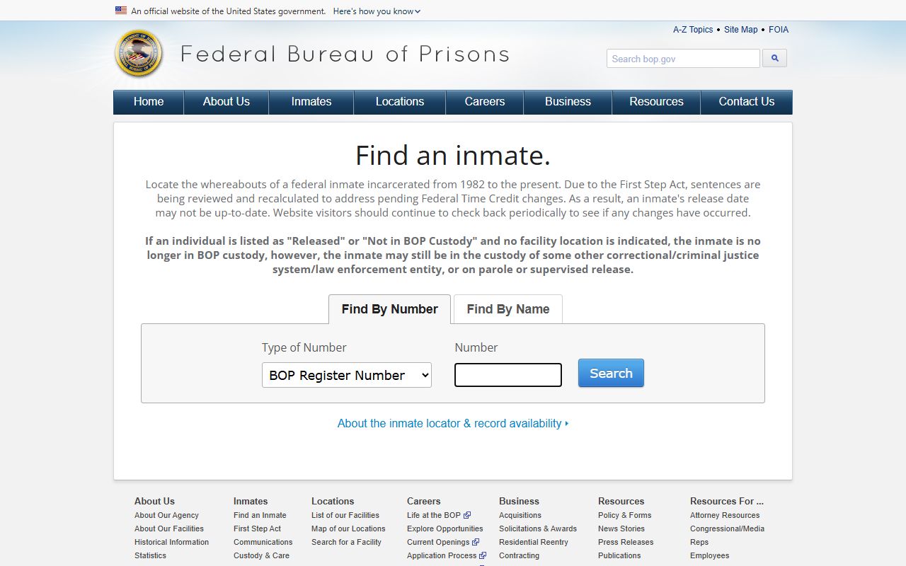 Orleans Parish released inmates federal BOP inmate locator search