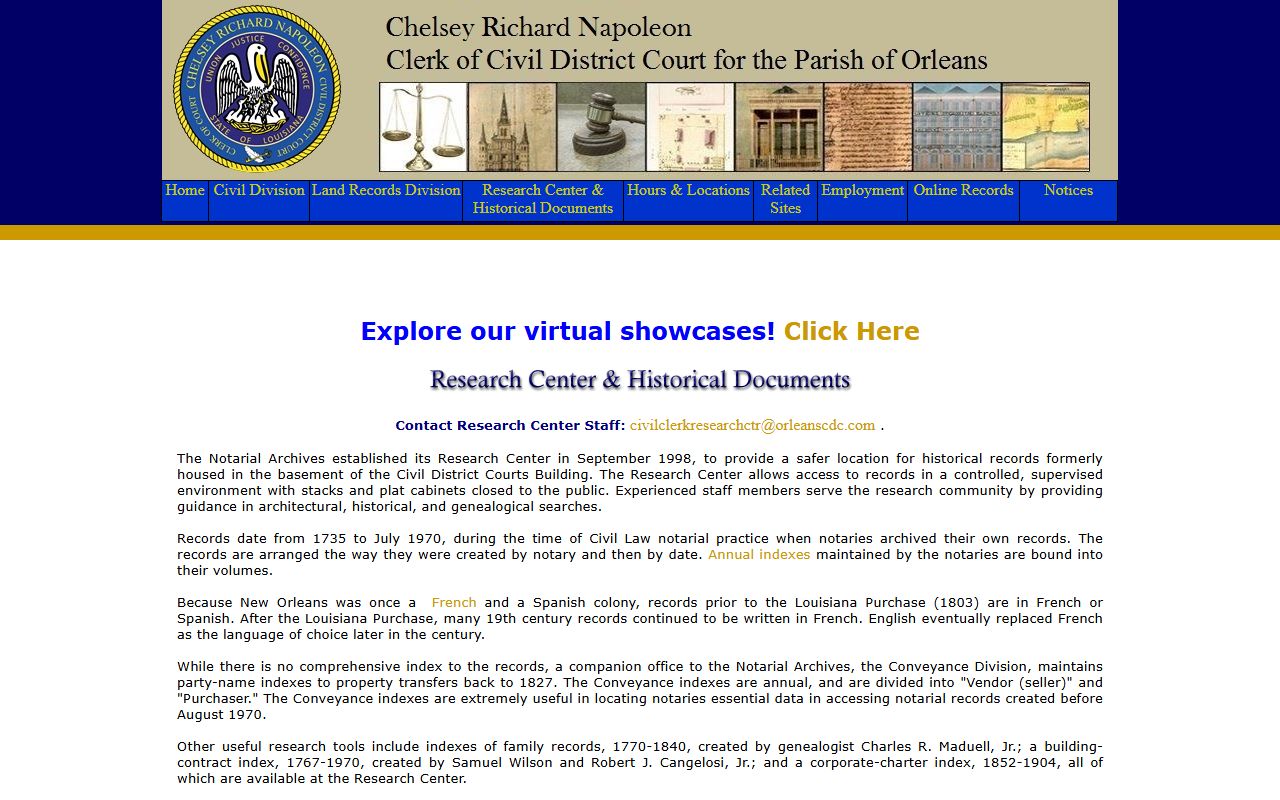 Orleans Parish Clerk of Court Research Center and historical records