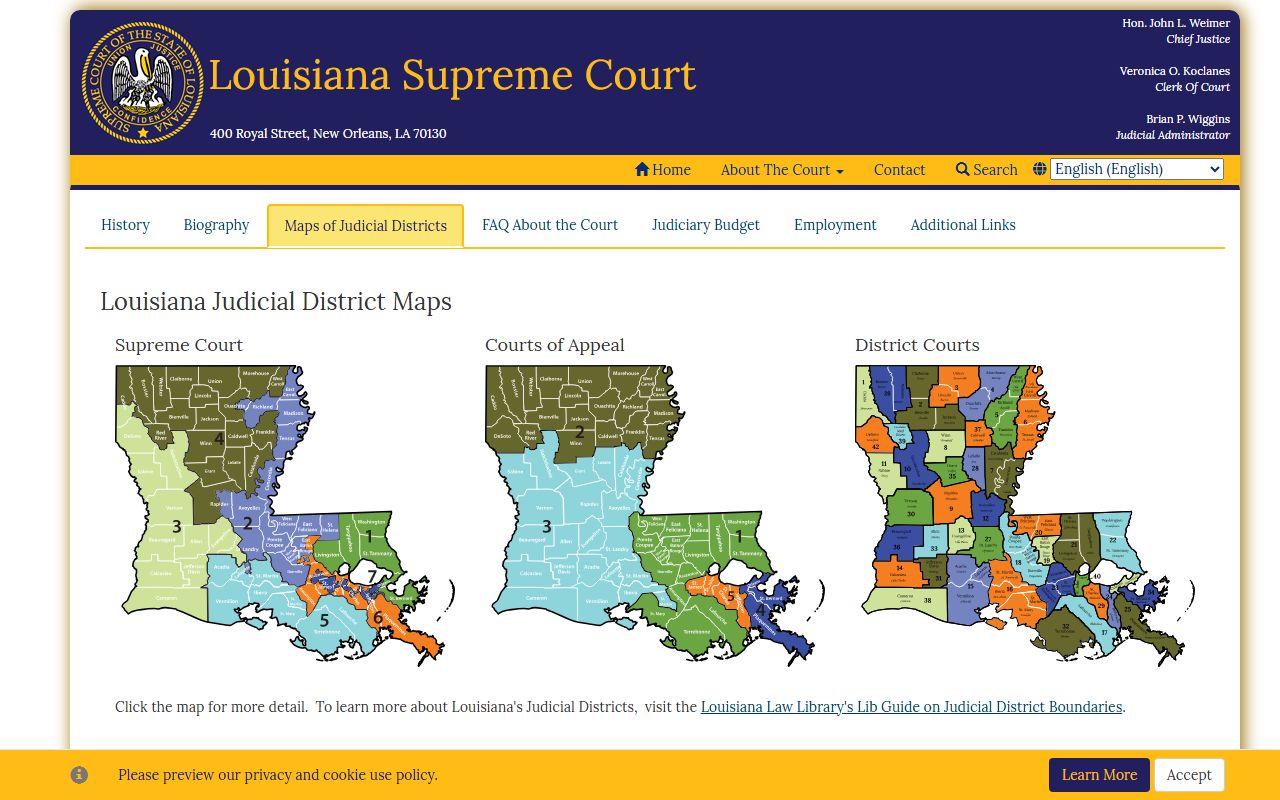 Orleans Parish district court Louisiana judicial district maps
