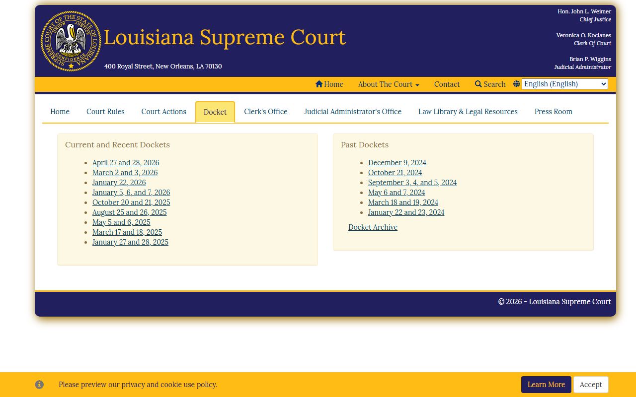 Orleans Parish district court Louisiana Supreme Court docket