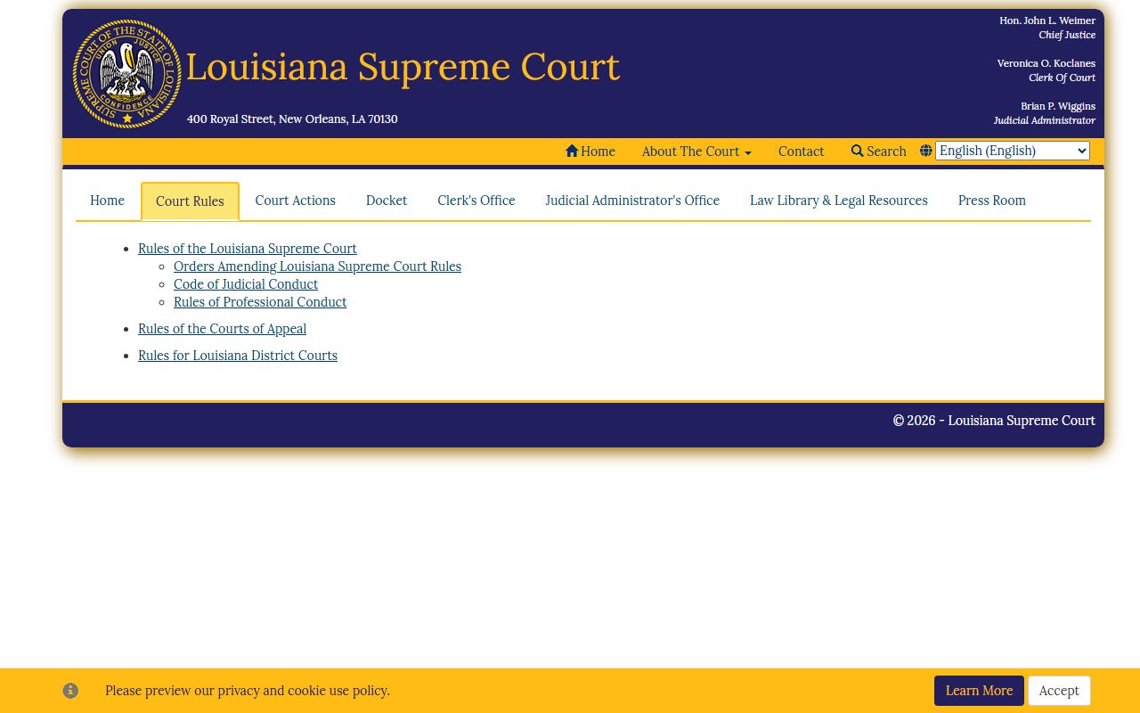 Orleans Parish district court Louisiana court rules