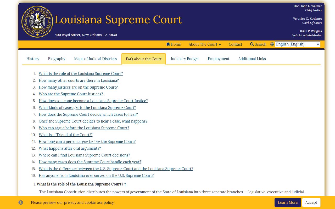 Orleans Parish district court Louisiana court hierarchy FAQ